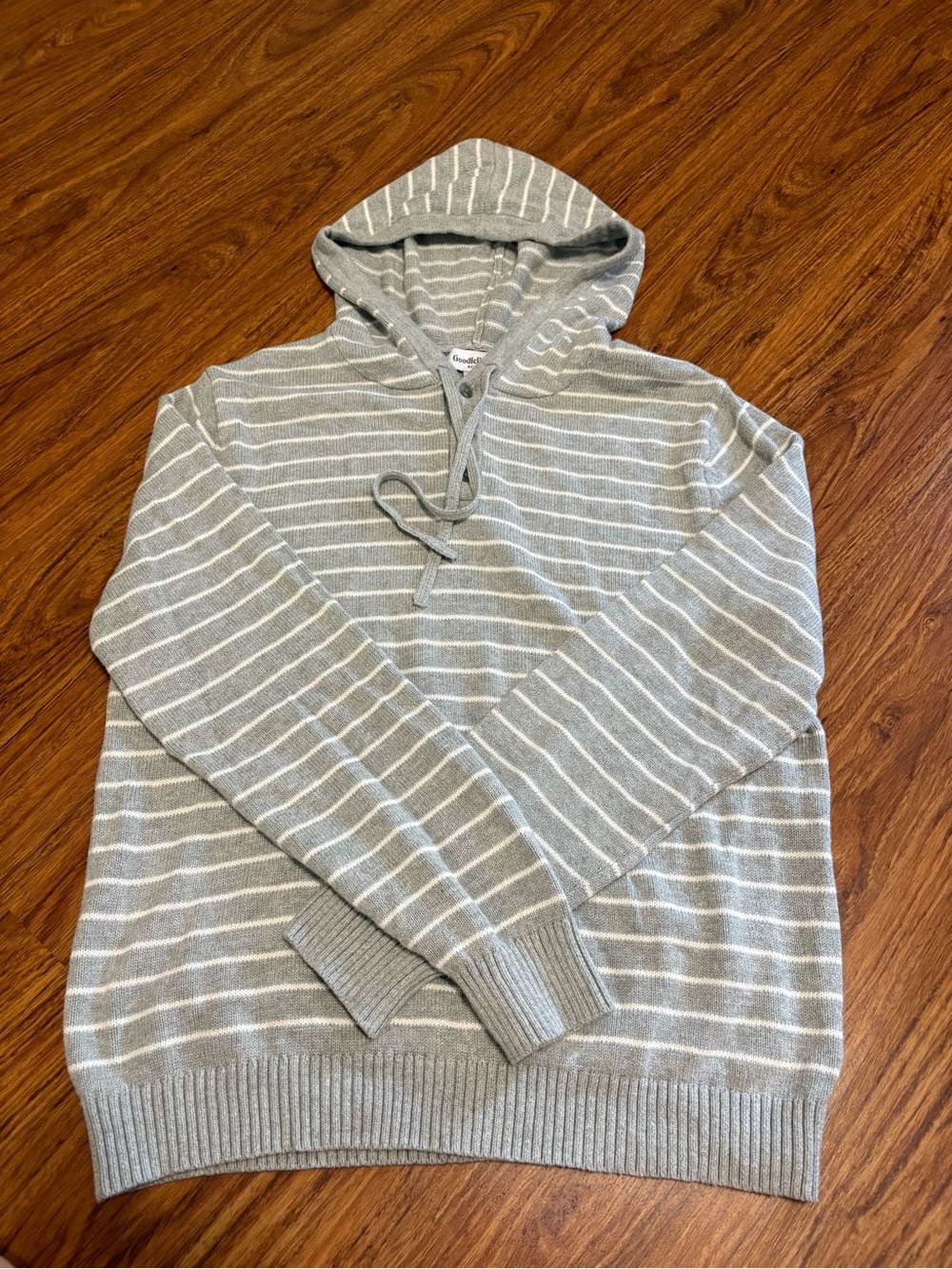 Goodfellow & Co Gray Striped Hooded Knit Sweater
